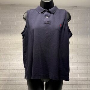 Ralph Lauren Sport Navy‎ Blue Sleeveless Polo Shirt Women's XL Top